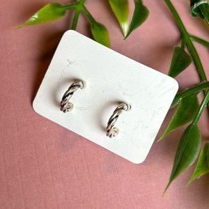 Vintage Silver Half Circle Stud Earrings
